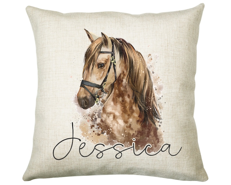 Personalised Horse Lover Cushion Gift Printed Name Design Cushion Throw Pillow Gift For Boys Nursery Bedroom Birthday Gift CS049 image 1