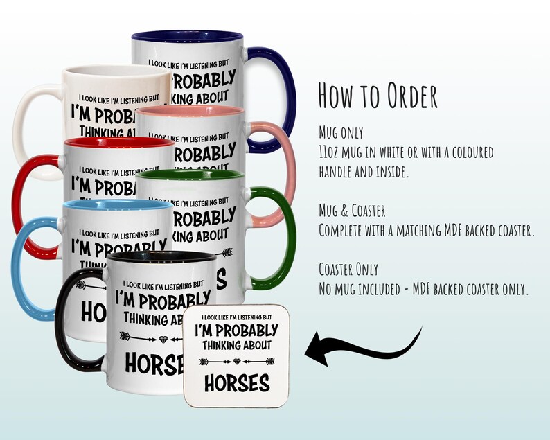 I'm Probably Thinking About Horses Mug Gift 11oz Coffee Mug Gift Idea For Horse Rider Instructor Equestrian Sport For Him Her MG0281 image 4