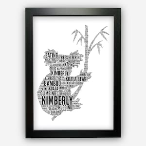 Personalised Koala Bear Gifts Word Art Wall Print - Cute Koala Gifts ...