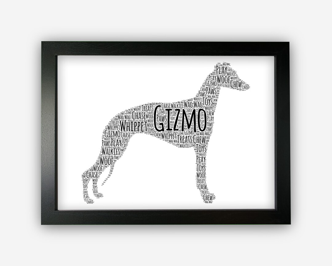 Personalised Whippet Gifts Word Art Wall Print Dog Lover Etsy UK