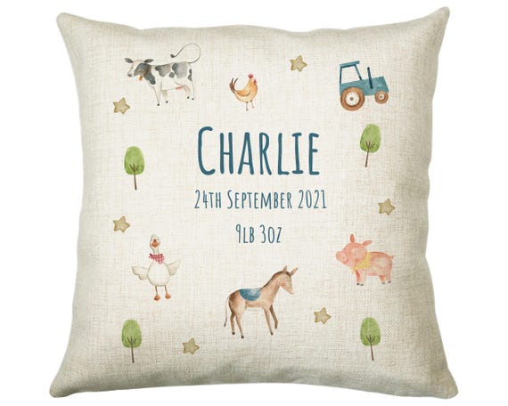 Personalised Farm Animal Cushion Gift Printed Name Design Pillow Gift for Girls Boys Nursery Bedroom Farmyard Decor Birthday Gift CS298 Etsy