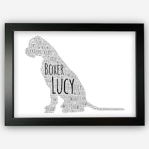 Personalised Boxer Dog For Dog Lover Pooch Gift Word Art Wall Room Decor Prints GC1369