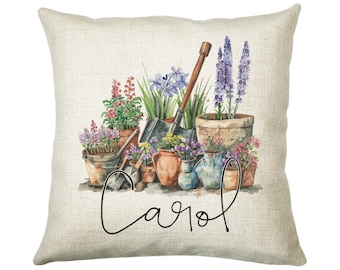 Personalised Gardening Gift Cushion Printed Name Design - Cushion Throw Pillow for Him Her - Retirement Gift Idea for Nan Grandad SMC033