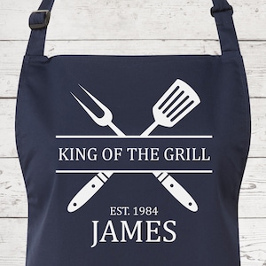 Personalised Mens King of the Grill BBQ Cooking Apron - Great Fathers Day Gift Idea AP0023