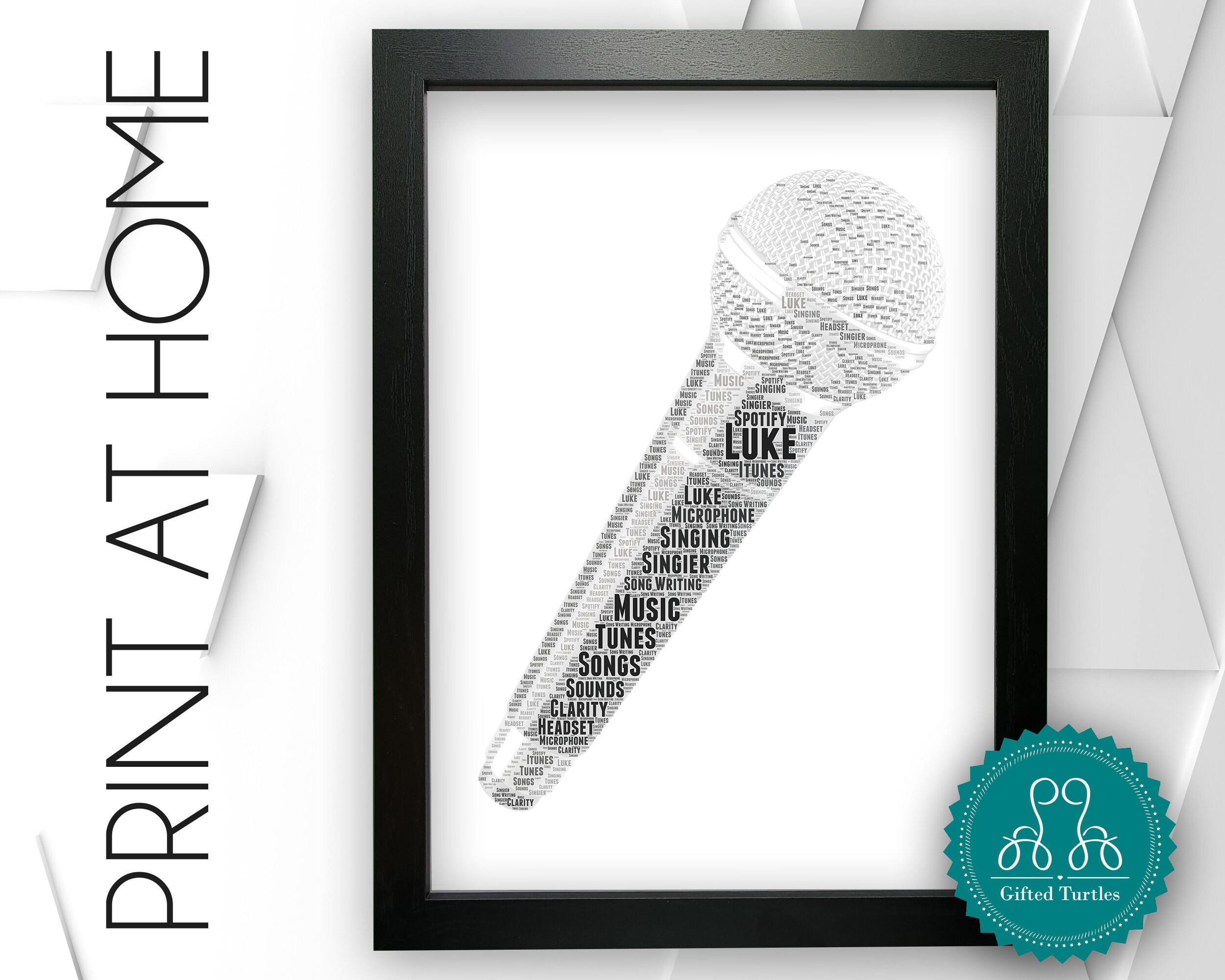 Personalised PRINTABLE Microphone Gifts Word Art Wall Print Etsy UK