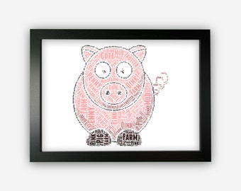 Personalised Pig For Pig Lover Gift Word Art Wall Room Decor Prints PG106