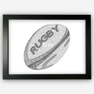 Personalised Rugby Gift Word Art Wall Print - Rugby Team Player Gift Rugby Ball Game Play Rugby Decor Gifts NP164