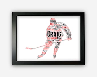 Personalised Word Art Gift Ice Hockey 1 Gifts Hockey Gifts Print Sports Gifts For Skating Wall Prints Wall Art Gift GC1092