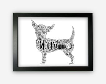 Personalised Chihuahua Gifts - Dog Lover Gift For Chihuahua Owner Lover - Pet Mum Dad - Chihuahua Word Art Wall Art Print GC1372