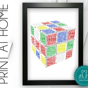Personalised PRINTABLE Word Art Gift Rubiks Cube Gifts Rubix Cube Gift Puzzle Gift Wall Art Wall Prints Digital Download Prints DDNP082