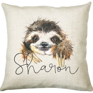 Personalised Sloth Cushion Gift Printed Name Design - Cushion Throw Pillow Gift For Mum Dad Friend Bedroom Birthday Christmas Gift CS079