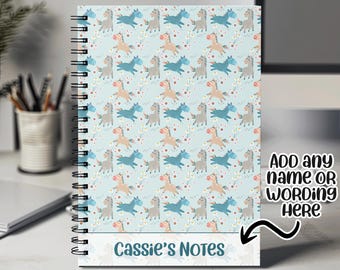 Personalised Notebook with Any Name or Message - Equestrian Horse Design Pony Lovers Gift - A5 Lined Spiral Notebook for Teachers NBK020