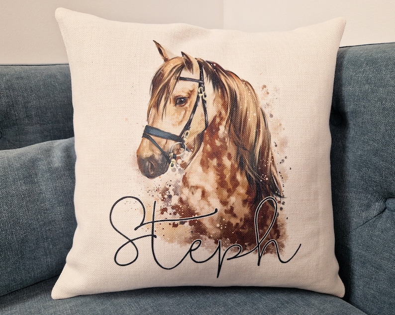 Personalised Horse Lover Cushion Gift Printed Name Design Cushion Throw Pillow Gift For Boys Nursery Bedroom Birthday Gift CS049 image 4
