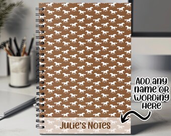 Personalised Horse Notebook with Any Name or Message - Horse Design Notepad for Equestrians - A5 Lined Spiral Notebook for Teachers NBK017