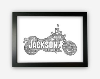 Personalised Motorcycle Biker Gift Motorbike Rider Motorcyclist Gift - Motorcycle Club Wall Art Word Art Print Room Decor Motorbikes GC1307