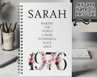 50th Birthday Gift for Women - Personalised Birthday Notebook 1976 Gift for Her - Ladies Floral Design Mum Daughter Nan Fifty BND50NB