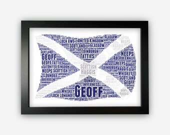 Personalised Scottish Flag Scotland For Scot Gift Word Art Wall Room Decor Prints NP075