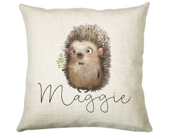 Personalised Hedgehog Cushion Gift Printed Name Design - Cushion Throw Pillow Gift For Mum Dad Friend Bedroom Birthday Christmas Gift CS087