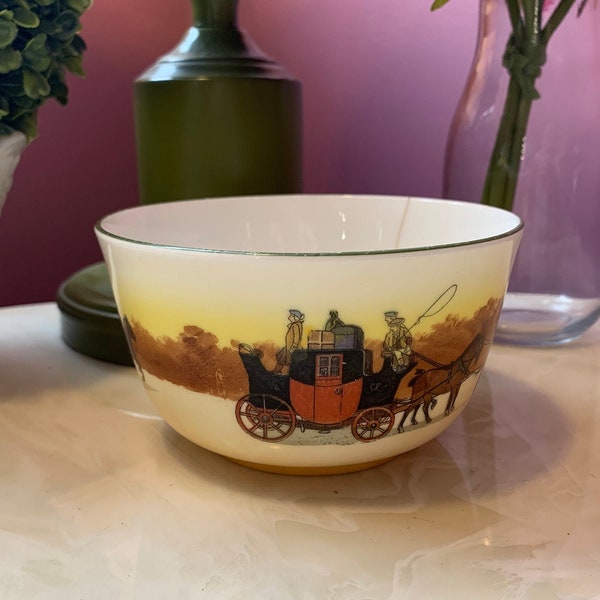 Coaching Days by Royal Doulton, Antique Bowl, 1920s, 1910s, Rare, Horse and Buggy Bowl, Beautiful