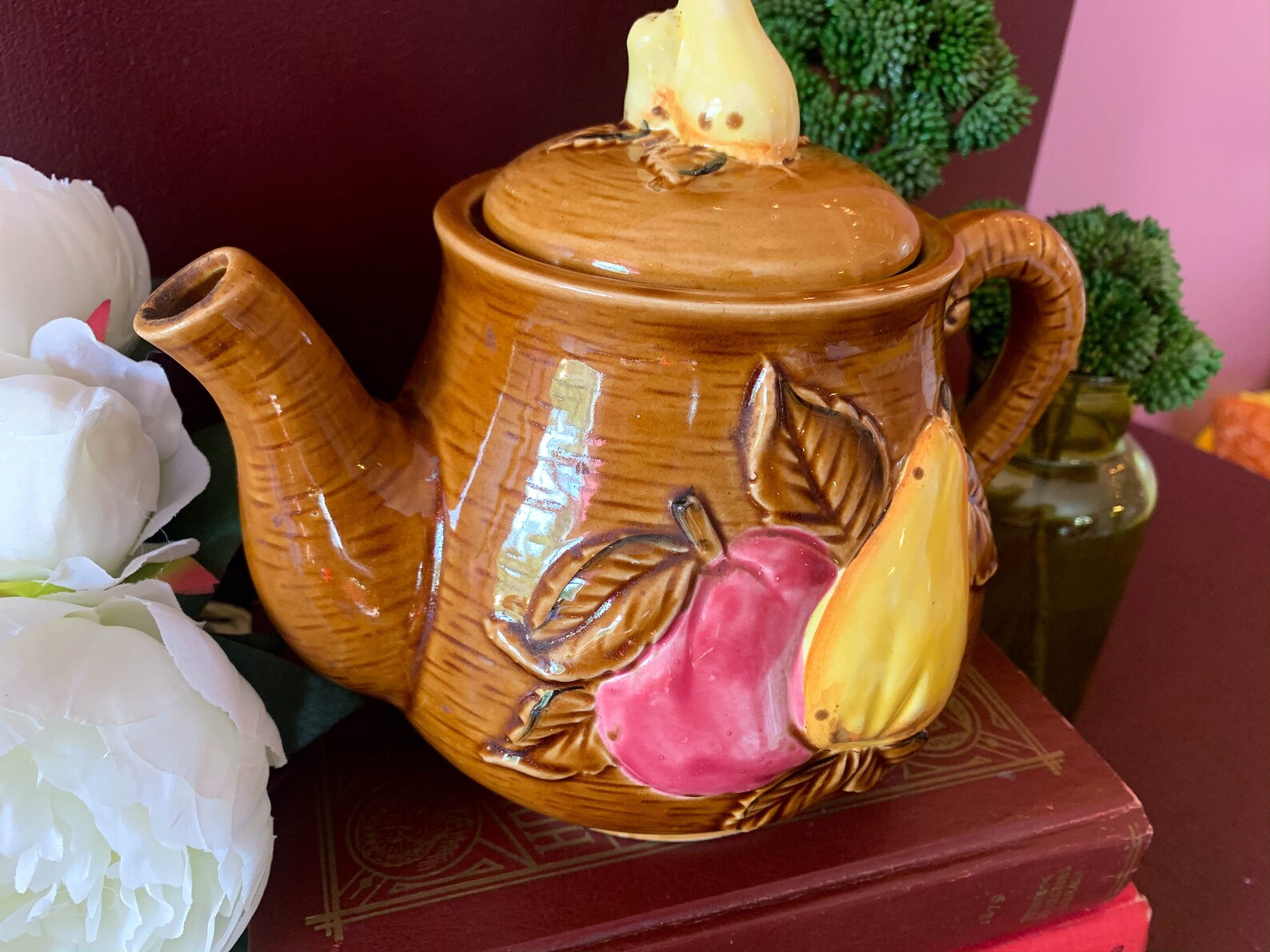 Vintage Novelty Teapot Pear & Apple Fruit Decor Kitchen Etsy