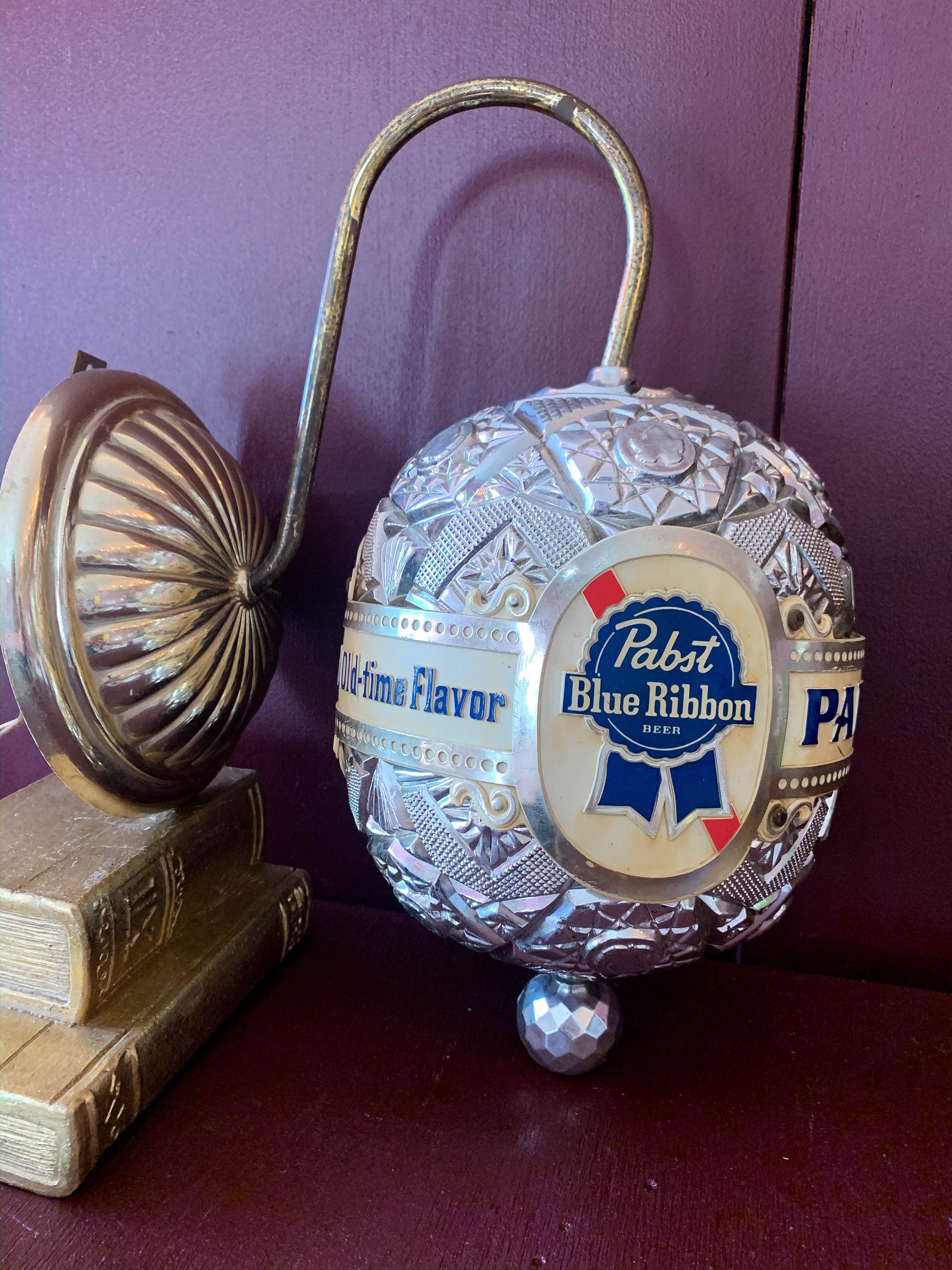 Vintage Rare PBR, Pabst Blue Ribbon Spinning, Faux Crystal Vintage Rare PBR, Pabst Blue Ribbon Spinning, Faux Crystal
