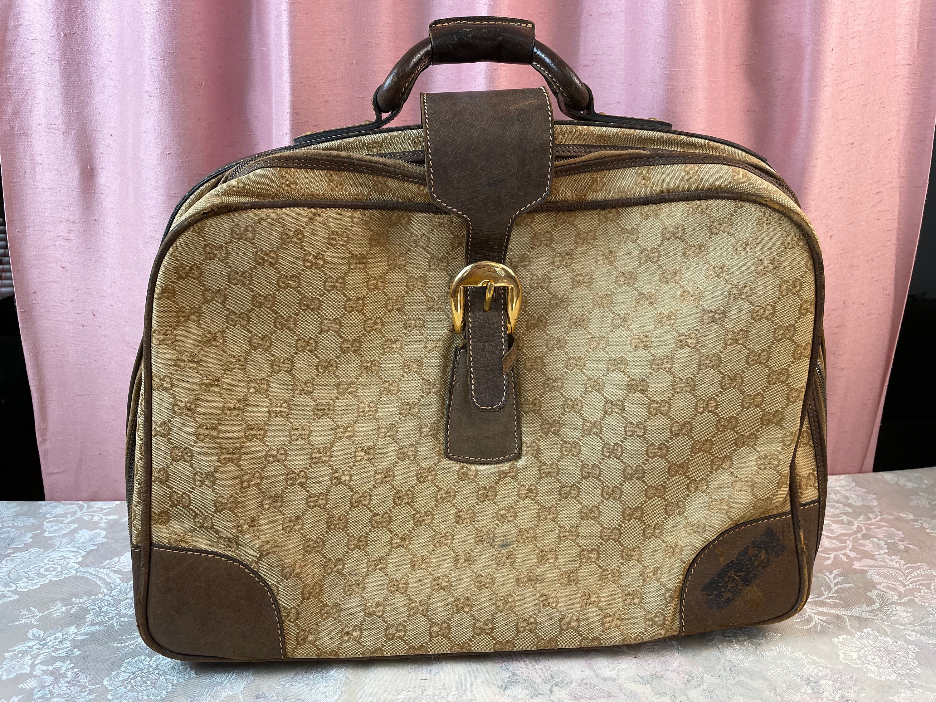 Gucci Vintage GG Supreme Trolley Suitcase - Brown Luggage and Travel,  Handbags - GUC923195