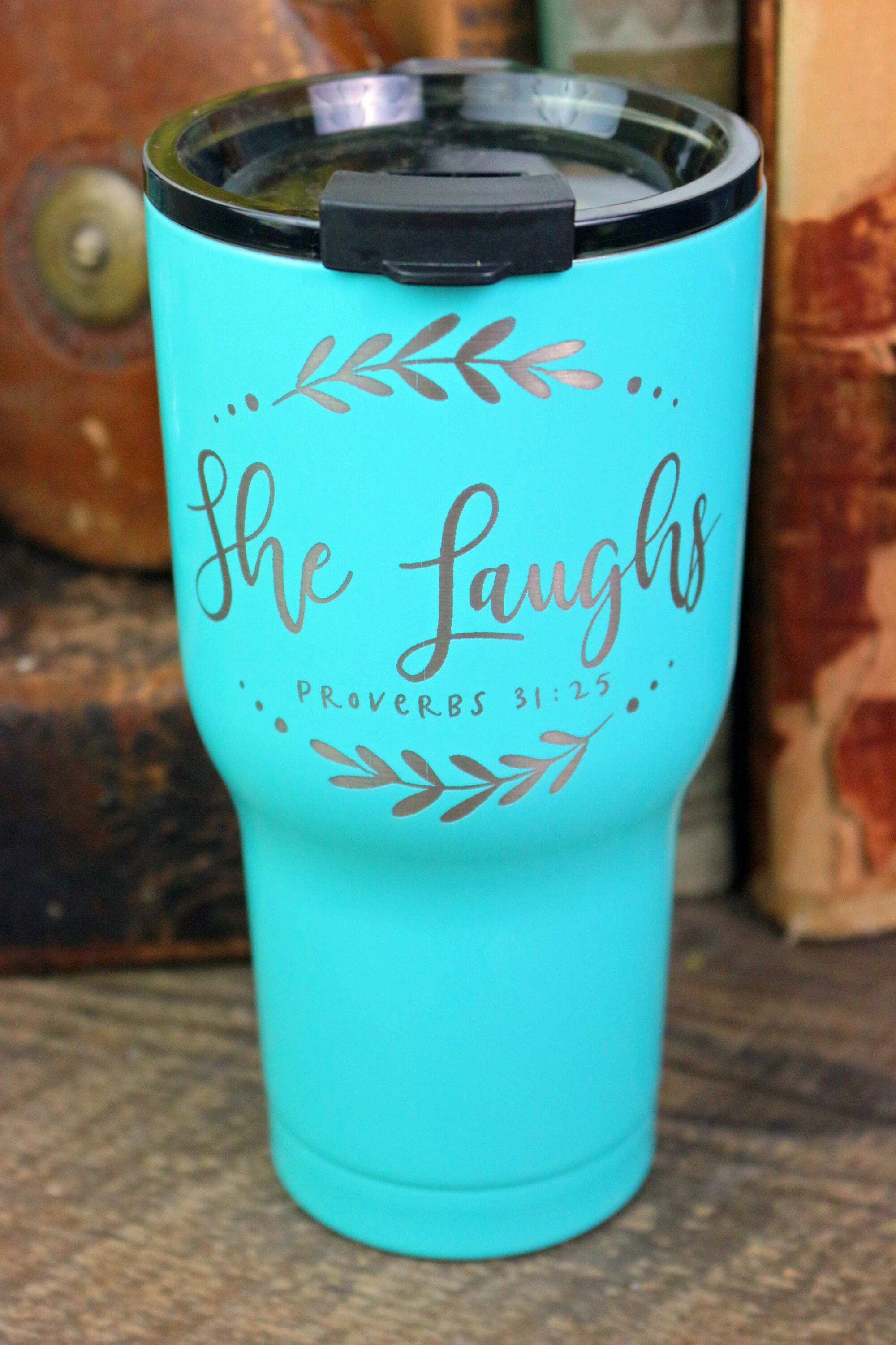 Teal, 20oz Lamentations Engraved Travel Insulated Tumbler