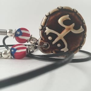 Coqui taino necklace Puerto Rico flag