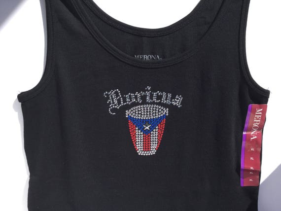 Puerto Rico Flag Conga Boricua Rhinestone Crystals Etsy