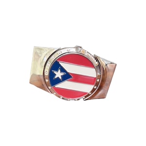 Belt buckle lighter Puerto Rico flag