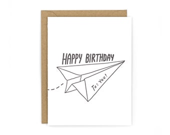 Tarjeta Letterpress de avión de papel
