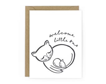 Tarjeta Kitten & Mama Letterpress