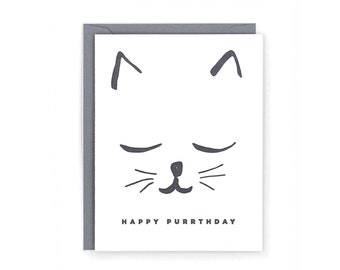 Tarjeta Happy Purrthday Letterpress