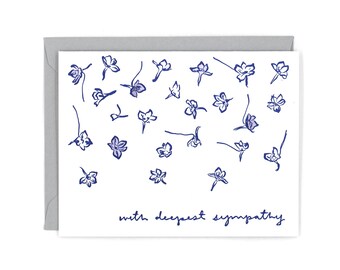 Floral Sympathy Letterpress Card - Hand Watercolored