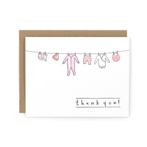 Baby Thank You Letterpress Card - Hand Watercolored
