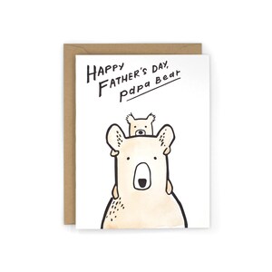 Papa ours carte de fête des pères de typographie - main aquarellé