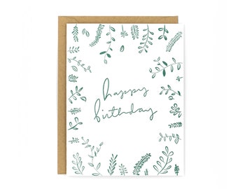 Tarjeta de impresión de cumpleaños de Verdant