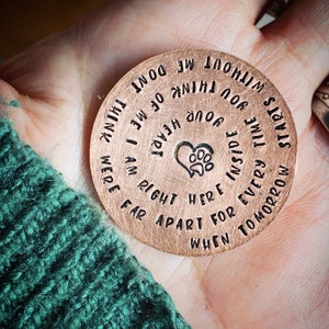 When Tomorrow Starts Without Me. Personalised Pet Memorial pocket token. Remembrance loss of a Cat Dog love poem. keepsake rainbow bridge