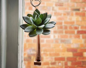 Copper flower bud vase window mirror hanger Unique gift hanging photo clip Housewarming gift Kitchen Bathroom Wall Window Glass Door hanger