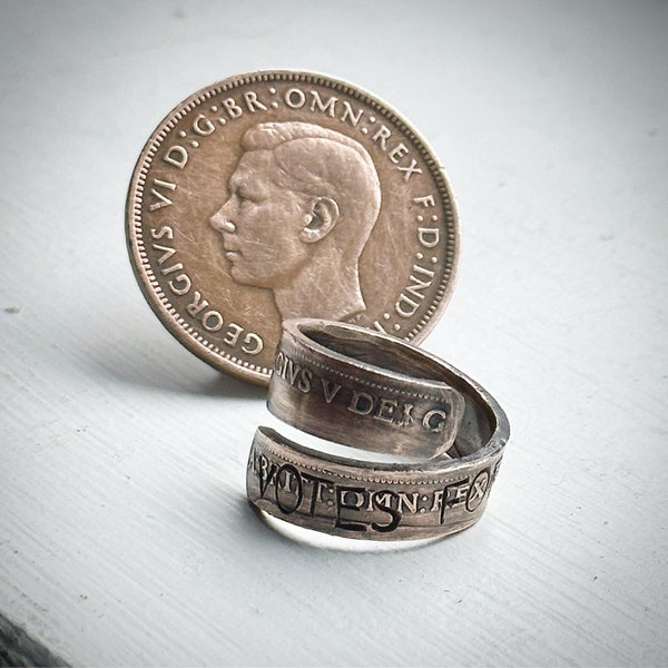 Unique VOTES FOR WOMEN old penny coin ring. Copper anniversary Birthday One of a kind jewellery antique vintage gift suffragettes