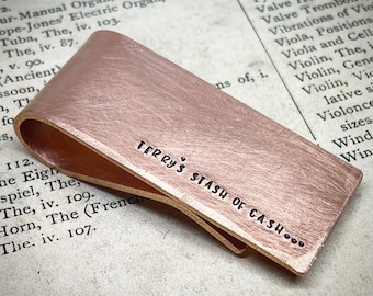 PERSONALISED name Stash Of Cash. Copper money clip. Gift for dad Father’s Day gift. Custom gift for him uncle brother Wallet clip