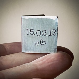 PERSONALIZED 6 oder 11-jährige Hochzeit Jahrestag Datum Karte Andenken Extra kleine Miniatur Hand gestempelt Custom traditionellen Stahl Geschenk