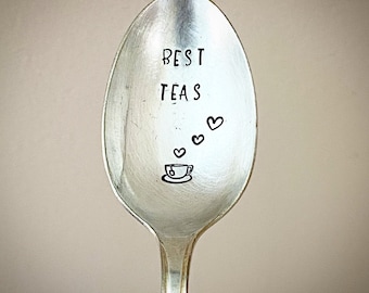 BEST TEAS. Best Friend gift. Hand stamped coffee teaspoon. Stamped cutlery. Beautiful Gift. Funny Christmas gift.