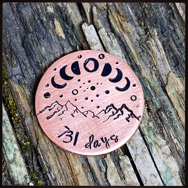 Personalised Sobriety Recovery token, chip gift. Custom hand stamped Sober, alcohol free. Medallion Talisman. Aluminium copper or brass