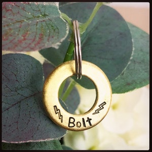 Lightning bolt top shaped dog tag