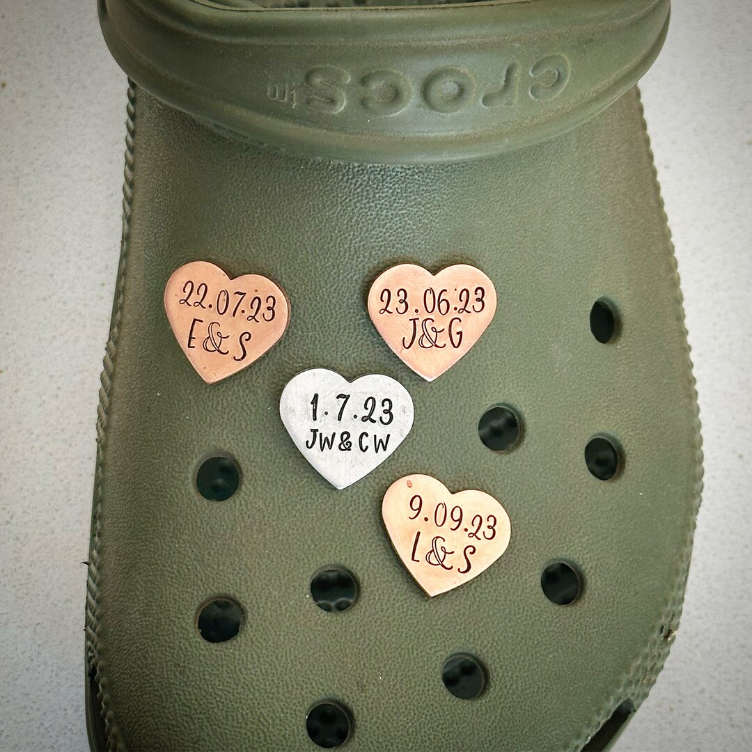 PERSONALISED Love Heart Croc Couples Initials Shoe Charm Jibbitz Clog