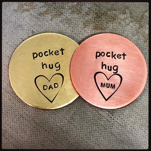 PERSONALISED POCKET HUG love token, self isolating, birthday, wedding anniversary, long distance keepsake. Parents grandparent mum dad image 1