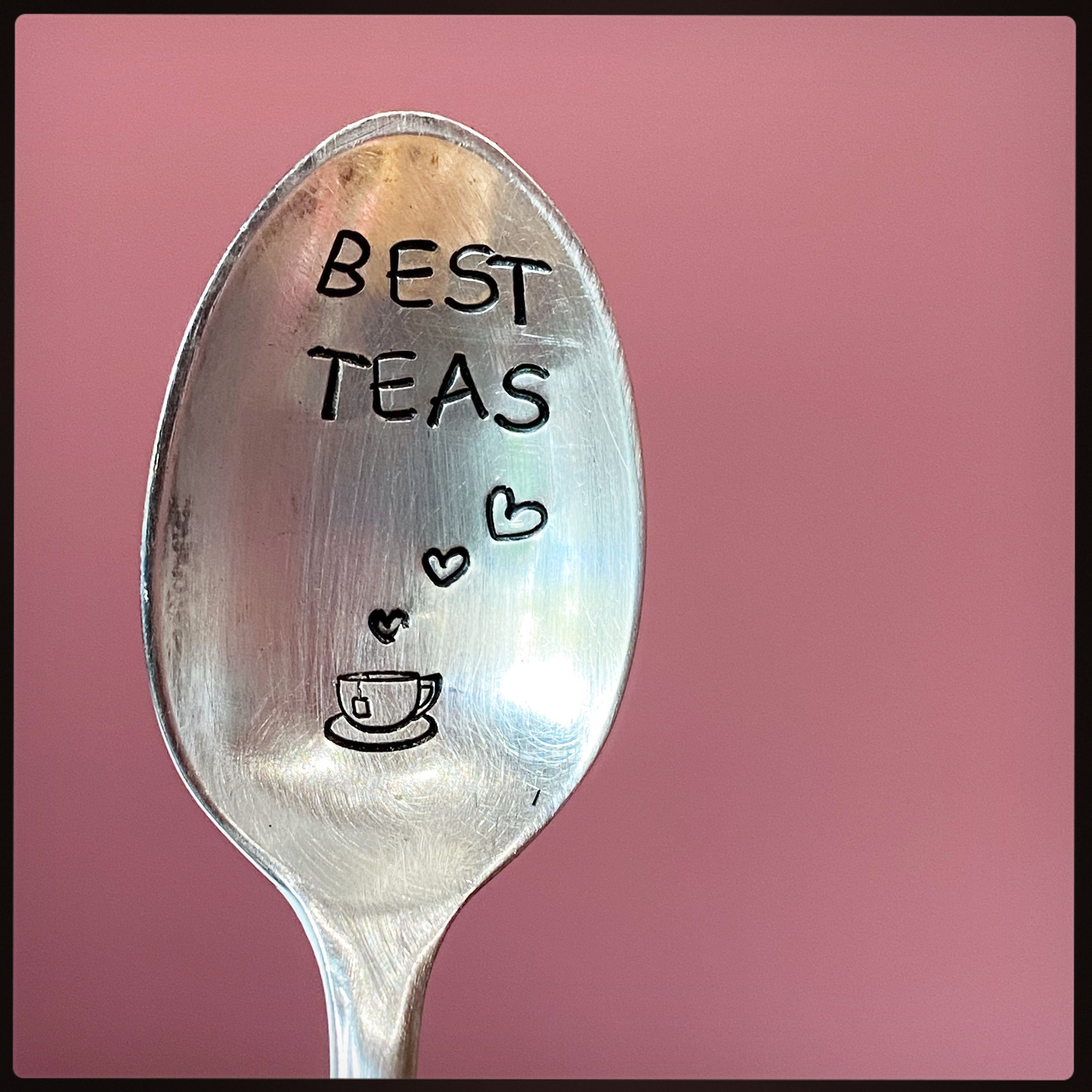 BEST TEAS. Best Friend gift. Hand stamped coffee teaspoon. Etsy