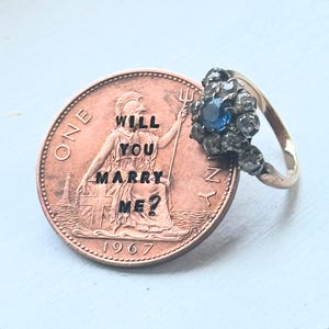 Veux-tu m'épouser ? penny vintage. Cadeau de proposition de mariage surprise. Pièce personnalisée estampée à la main. Des fiançailles uniques pour la Saint-Valentin