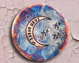 Wedding Anniversary gift Reclaimed copper Hand stamped traditional unique 7th 9th 22nd Personalised pocket token coin keepsake present